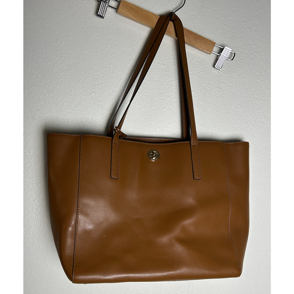 Michael Kors Camel/Brown Tote Gold Hardware Bag Charm Zip Closure 14x11x6